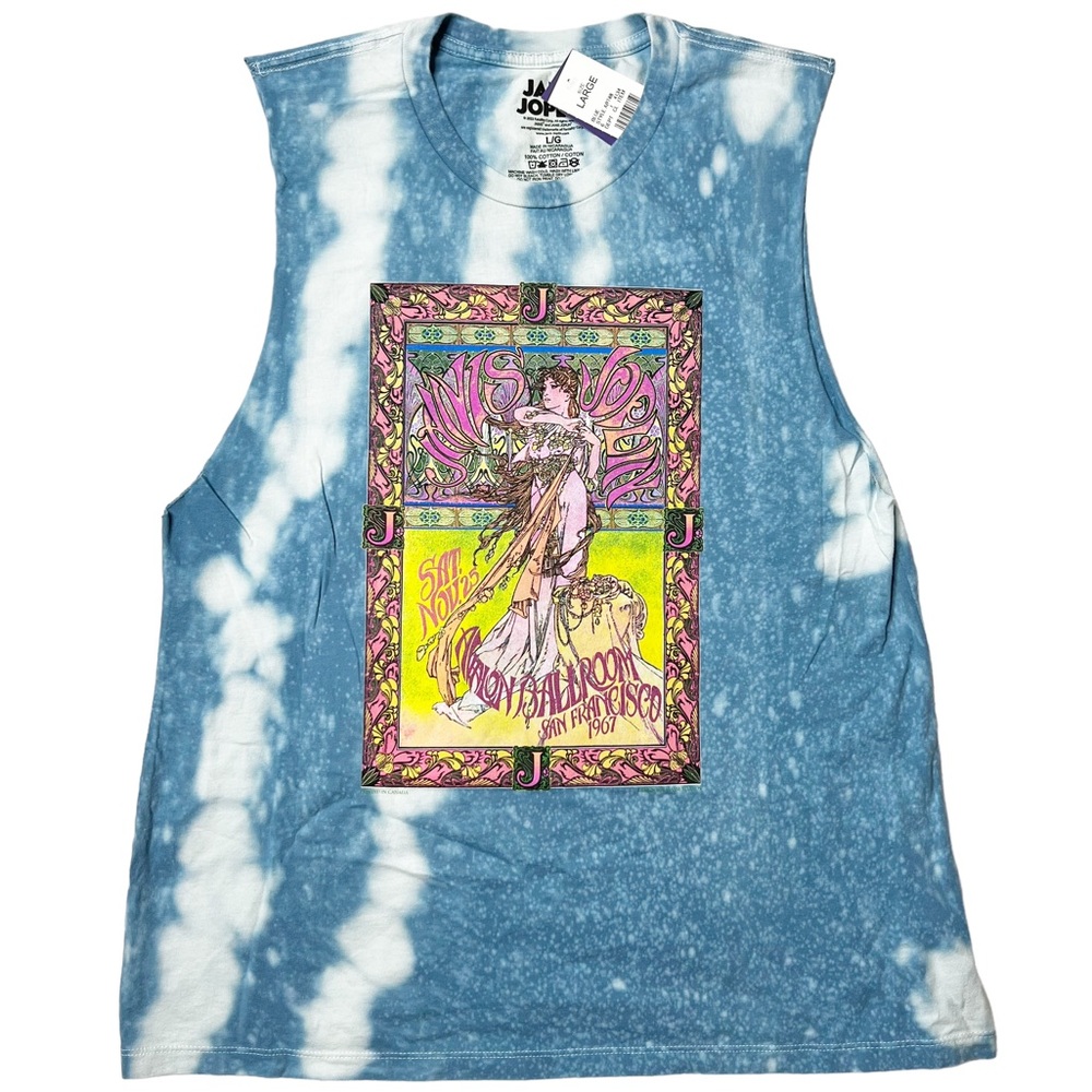 NWT Janis Joplin Tie Dye Concert Graphic Sleeveless T-Shirt Unisex XS